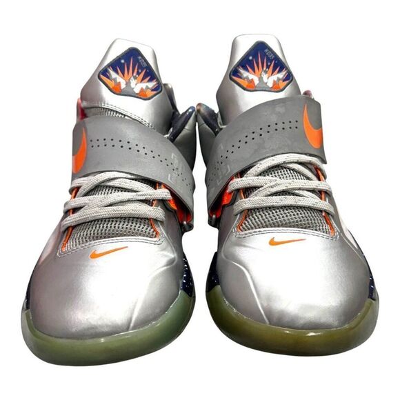 Nike Zoom KD IV 4 AS Basketball Shoes Size 10 Metallic Silver & Orange Galaxy - Picture 3 of 12
